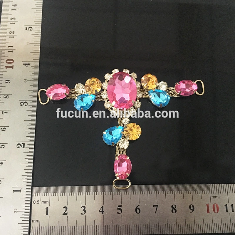 Colorful fashion rhinestone trimming chain lady sandal accessories shoes connector shoes upper buckle