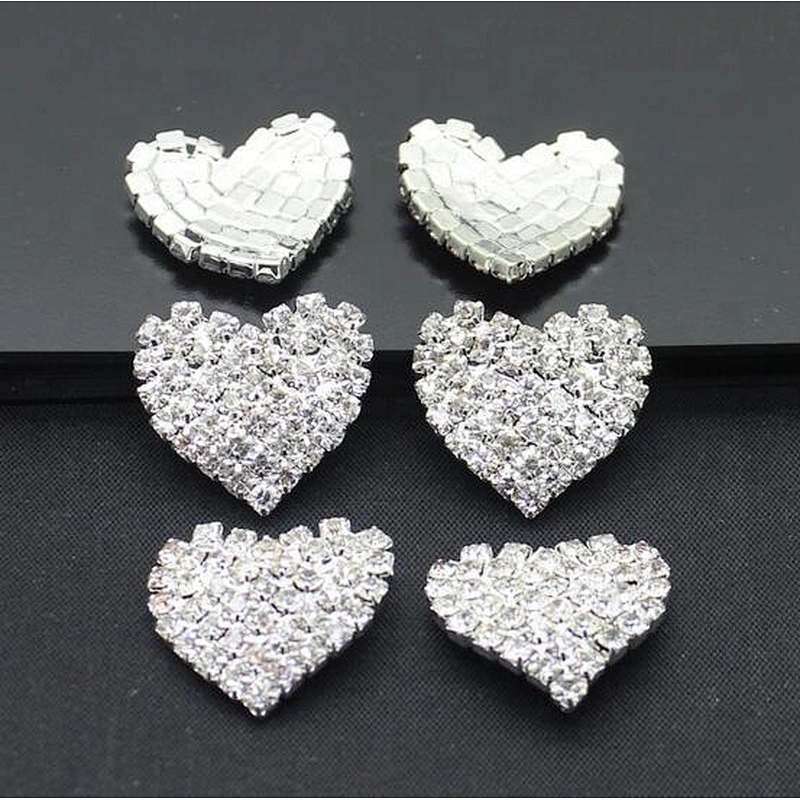 2019 New Fashion Clear Silver Plating flat back heart shape rhinestone brooch wholesale