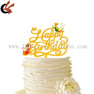 New Arrival Cloth Gold Laser Cut Acrylic Happy Birthday Cake Topper