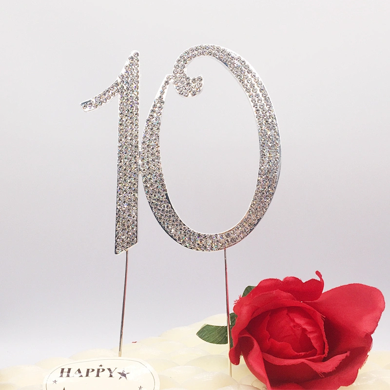 Couple anniversary party favors rhinestone number birthday cake topper kids party decorations