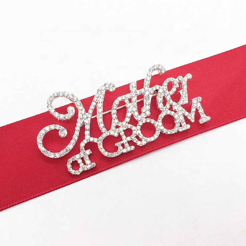 New item style 2019 custom silver words rhinestone alphabet crystal paved brooch pin for wedding