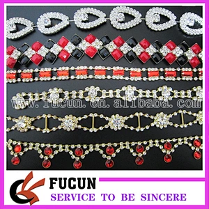 crystal rhinestone red acrylic bride decorative trimming