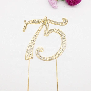 wedding favors celebration number birthday cake decorations crystal rhinestone cake topper