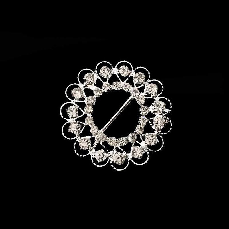New arrival round rhinestones metal flower buckles for wedding decoration