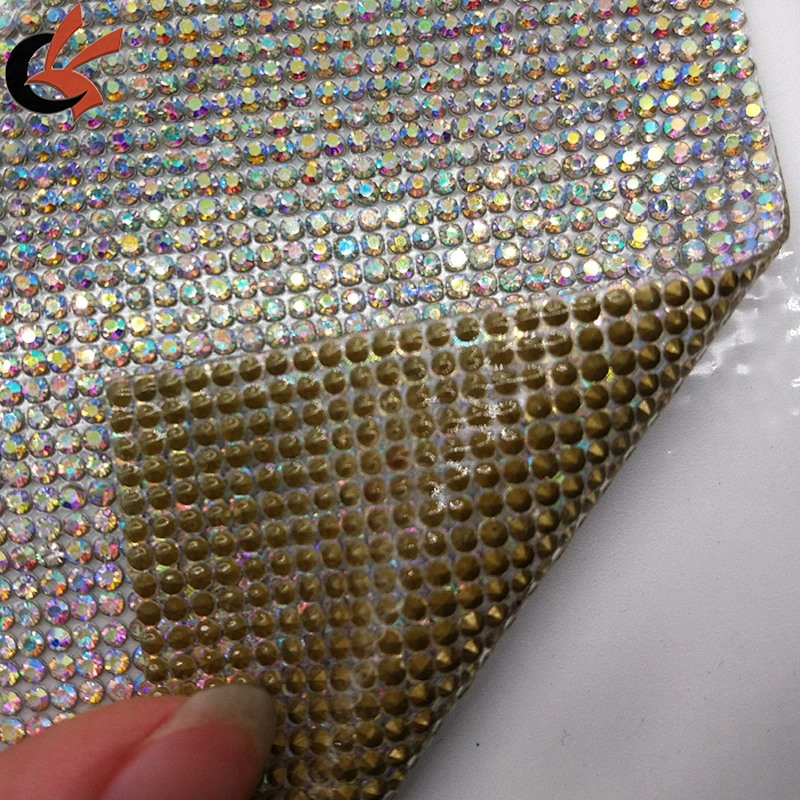 24*40cm AB Clear Bling Bling Hot Fix Rhinestone Mesh Rhinestone Self-adhesive Sticker