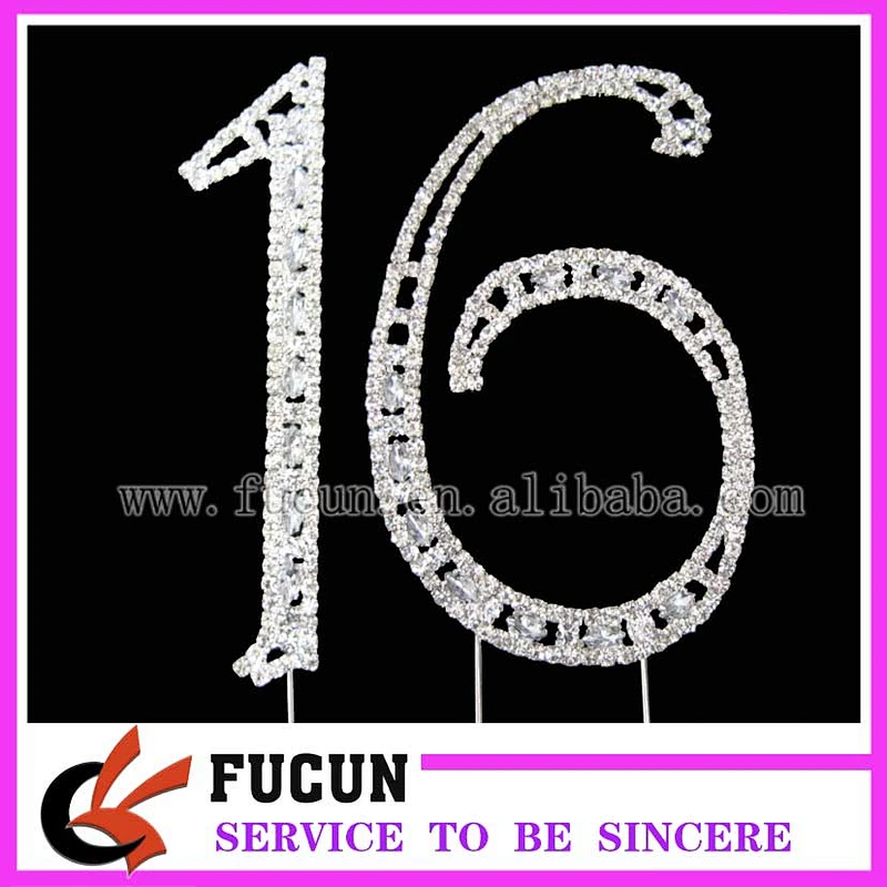Rhinestone Crystal child Birthday Anniversary Number Cake Topper