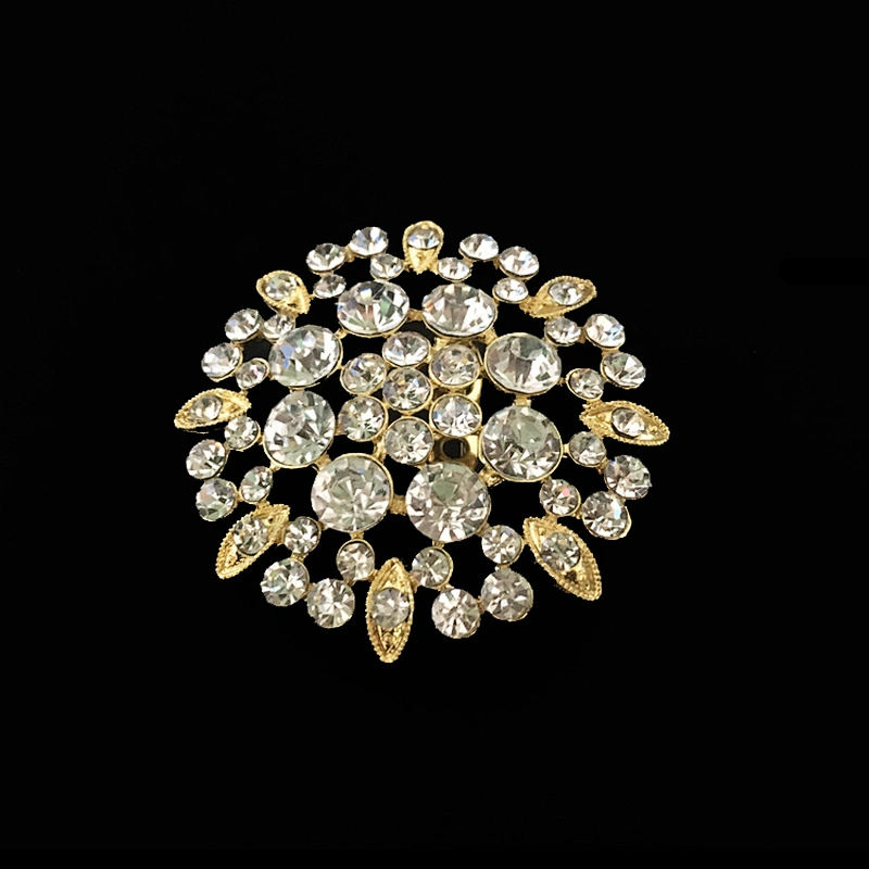 50mm gold color jewelry craft rhinestone brooch