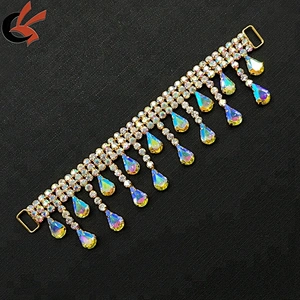 Factory bling bling  custom drop AB clear rhinestone bikini connector