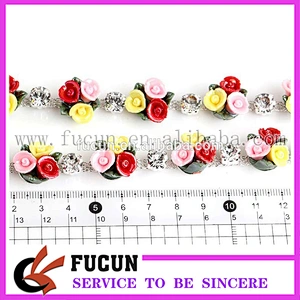 Crystal Embellishment Flower Crystal Rhinestone Chain Trim