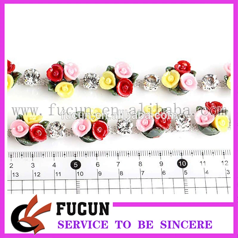 Crystal Embellishment Flower Crystal Rhinestone Chain Trim