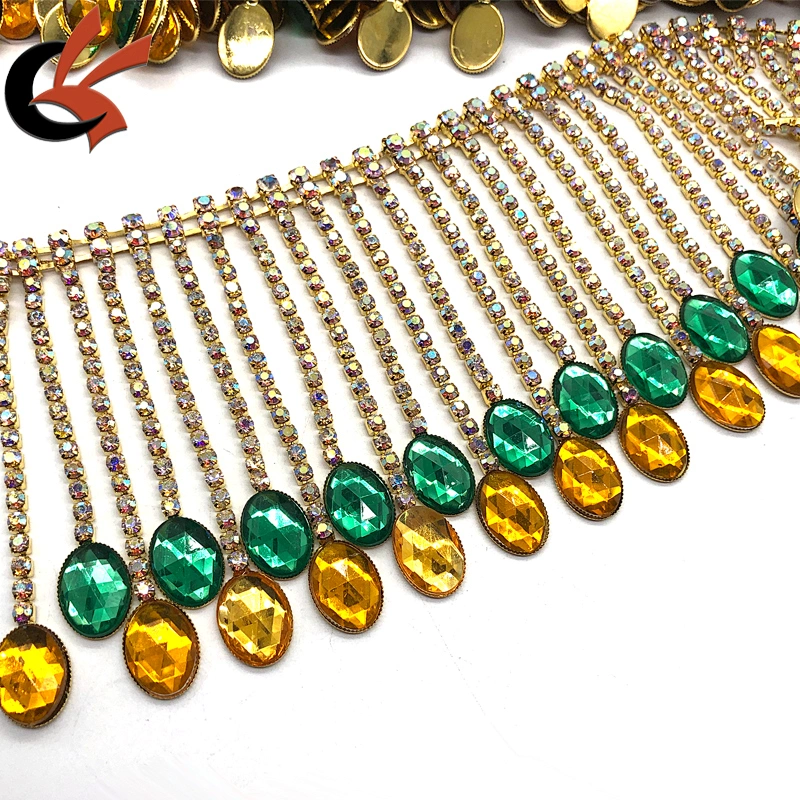 Carnival Rhinestone Fringe Chain Rhinestone Tassels Trim Cup Trim