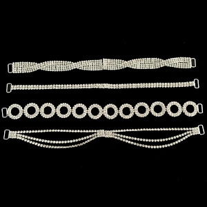 China factory men-made plating long rhinestone silver bikini connector for back