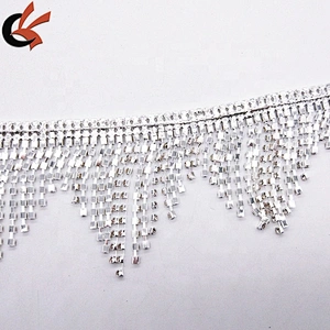 fringe crystal rhinestone applique trim tassel strass patches trimmings