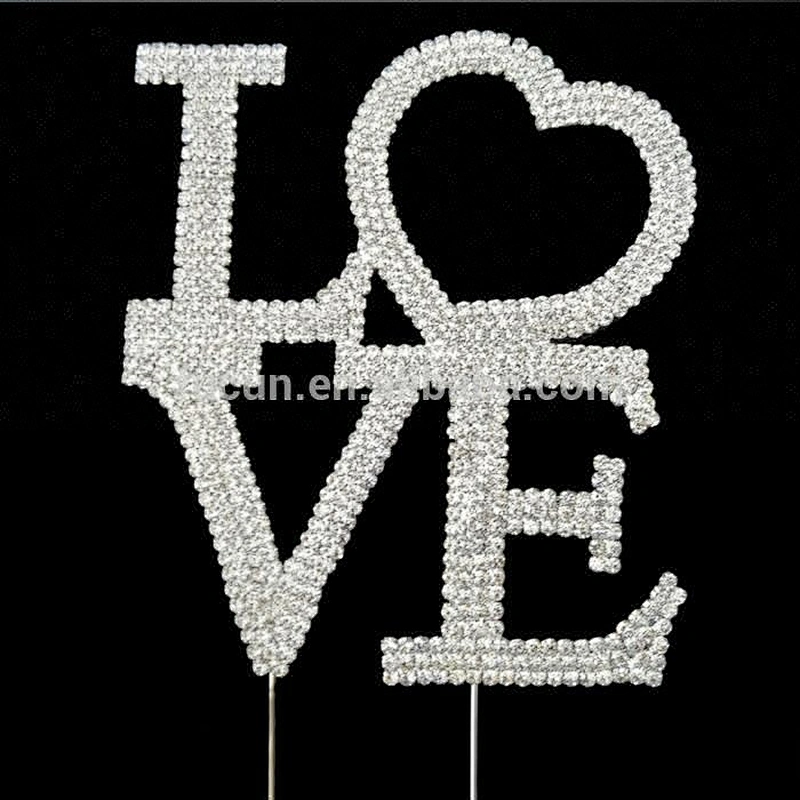 Crystal rhinestone Large LOVE cake topper in even&party supplier