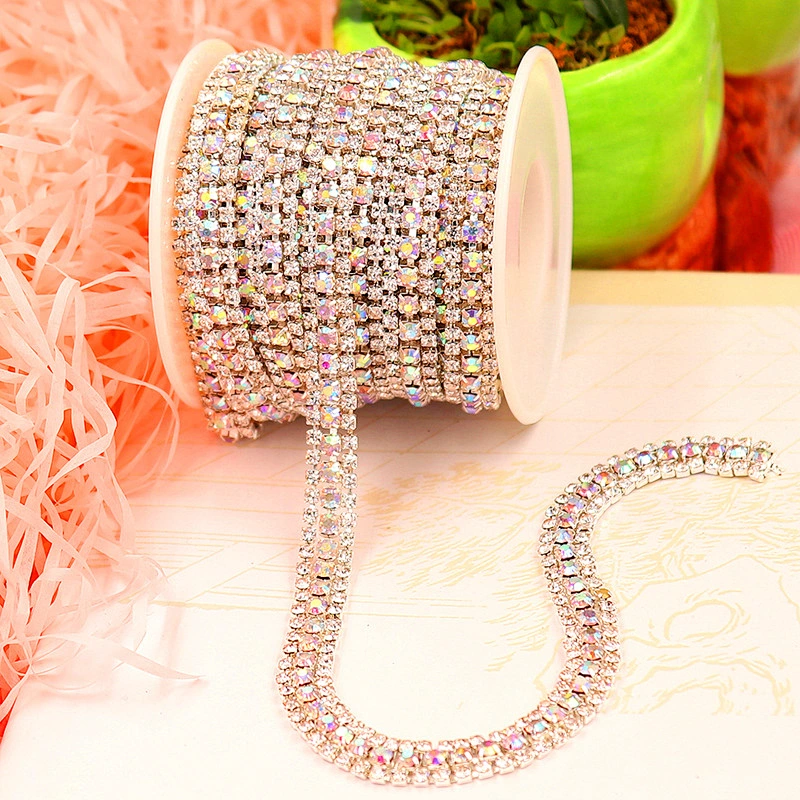 Diamond Various Colored Rhinestone Braid Cup Trim Chain