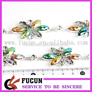 unique costume applique color AB rhinestone trims