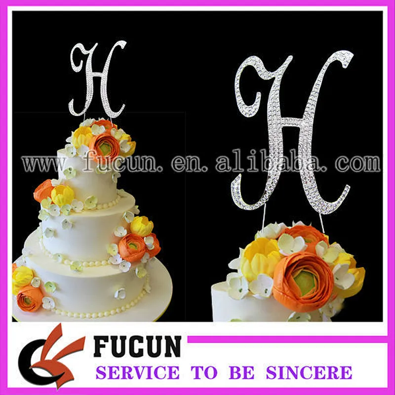 Factory Direct Sale High Quality Rhinestone Covered Letter Wedding Decorative Cake Toppers