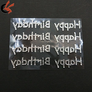 Happy birthday 3mm acrylic crystals rhinestones sticker