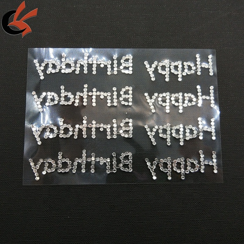 Happy birthday 3mm acrylic crystals rhinestones sticker
