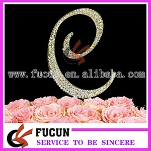 Customized shaped diamond rhinestone cake topper for wedding favors wholesale