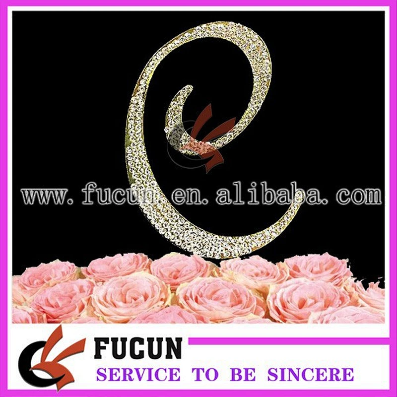 Customized shaped diamond rhinestone cake topper for wedding favors wholesale