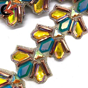 large resin stones decorative Hot fix rhinestone trimming tape back with glue