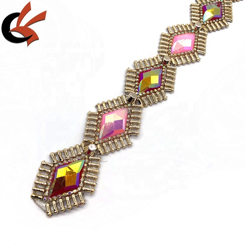 Factory wholesale iron on colors AB resin trimming hot fix rhinestone tape
