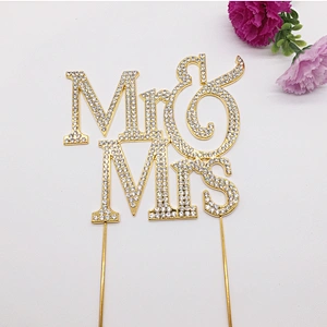 Gold crystal Mr and Mrs cake topper accessories wedding figurine cake topper