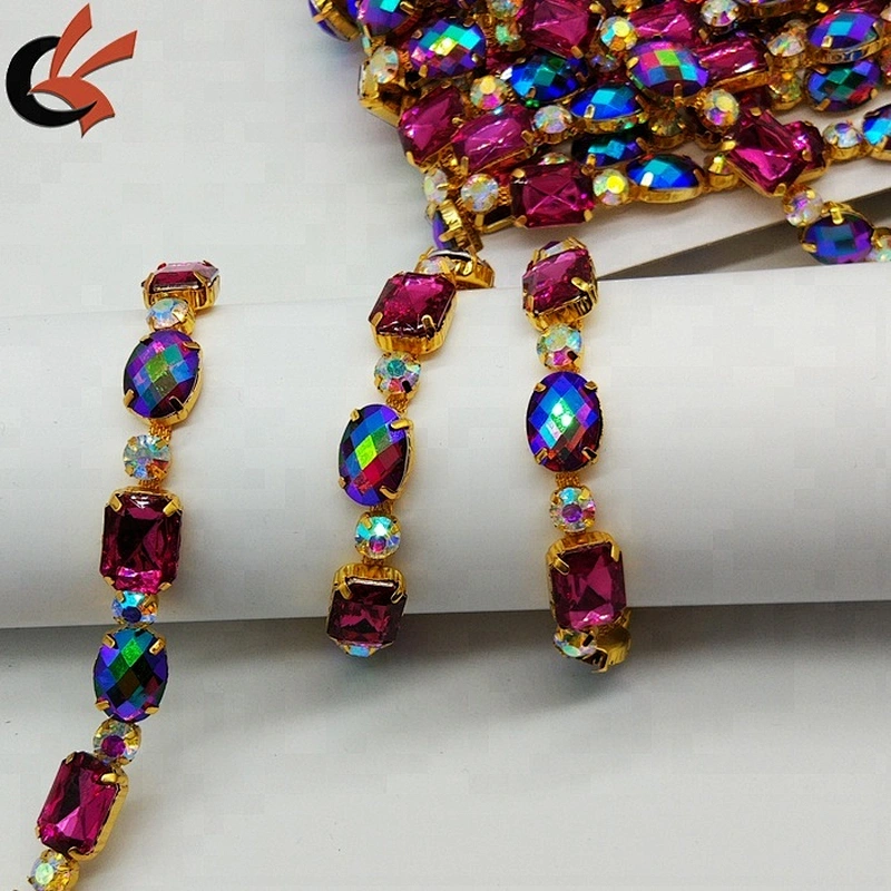 Color Rhinestone Acrylic Trims Chain for garment accessories and dance dress
