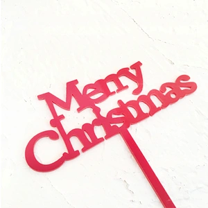 Custom Happy Xmas Party Red Merry Christmas Acrylic Cake Topper