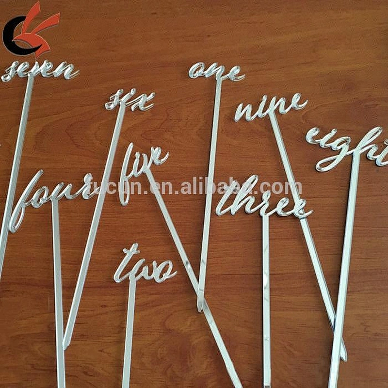 Party Decoration Laser Cutting Acrylic Mirror Birthday Cake Topper Table Number