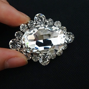Fancy oval jewelry fake rhinestone alloy metal brooch pins