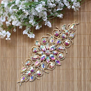 Hot Sale Favor AB Rhinestone Wedding Dress Crystal Belt Trim Appliques