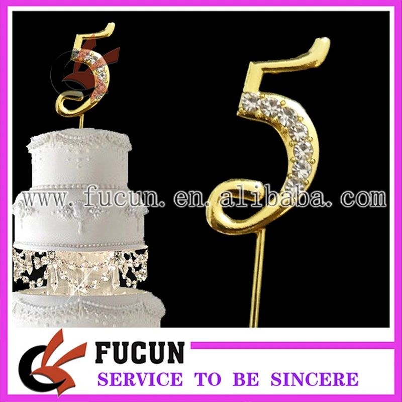 New style small number crystal rhinestone cake topper party decoration/cake decoration