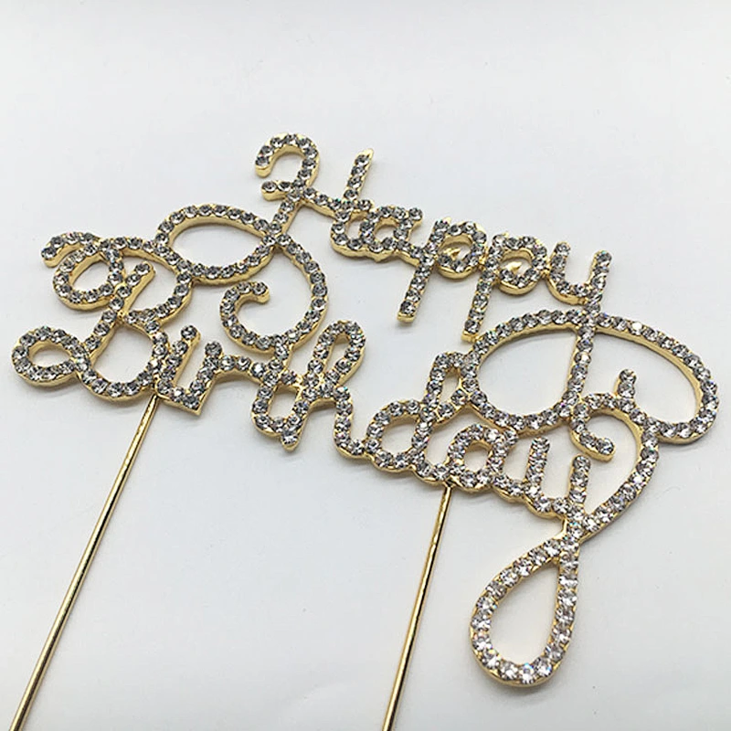 Happy Birthday Rhinestone Cake Topper for Birthday Party Decorations