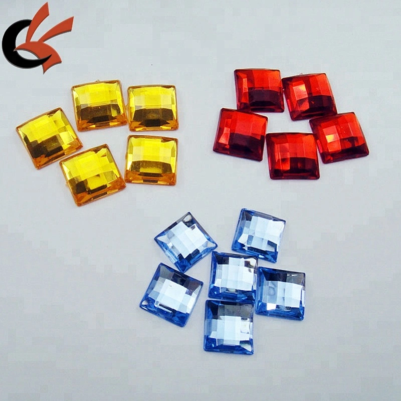 12mm Square Flatback Gems Crystal  Acrylic Rhinestone