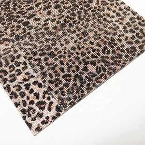 New arrive products hot fix sexy leopard print sheet rhinestone motif mesh for handbag and shoe