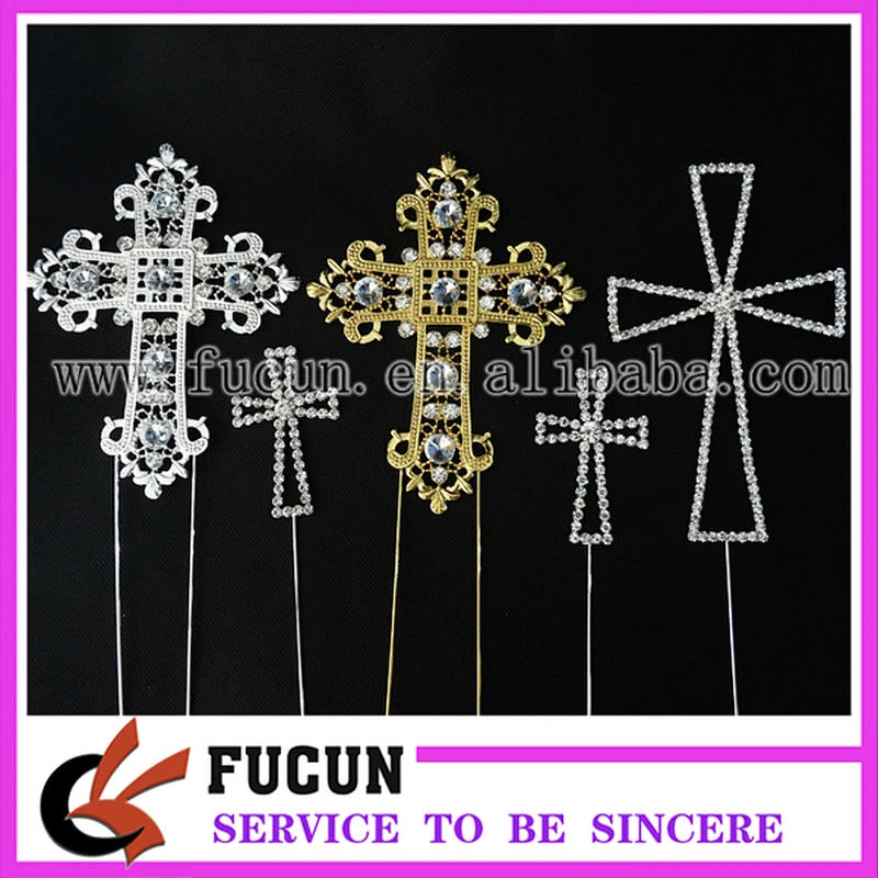 2018 high quality rhinestone Cross Cake Topper