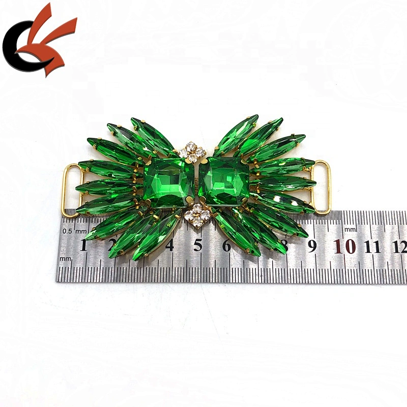 Costume buckles Green gold color diamante bikini connectors