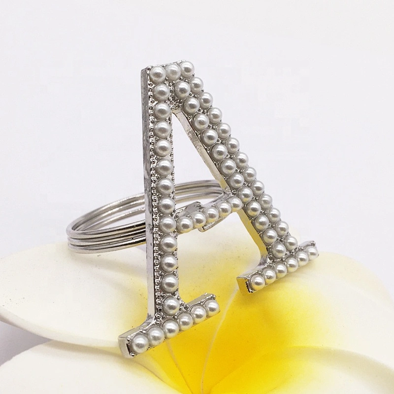 New styles wedding table application pearl rhinestones crystal silver napkin ring