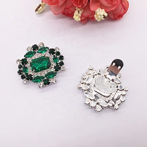 custom green diamond adjustive clip shoe buckle accessories for shoes high heel decoration