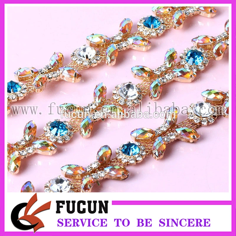 Costume Wedding Dress Applique Color Crystal Rhinestone Sewing On trimming
