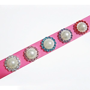fancy classical round pearl and crystal rhinestone button for garment decoration
