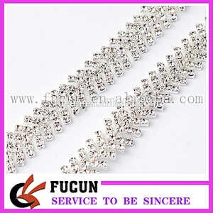 Clear Crystal Applique Bridal Costume Rhinestone Chain Sewing Craft Trim