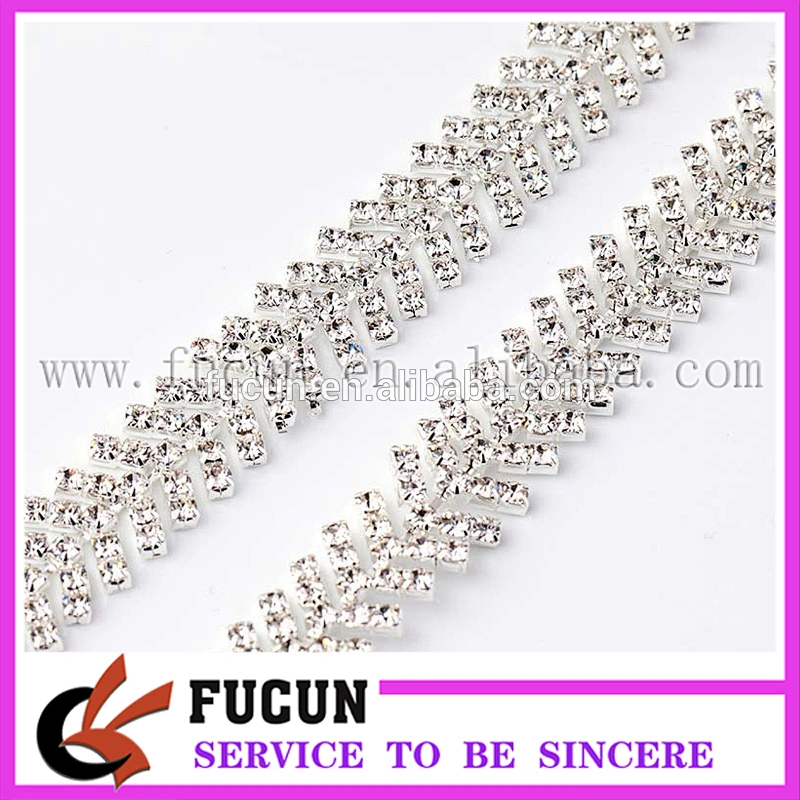 Clear Crystal Applique Bridal Costume Rhinestone Chain Sewing Craft Trim