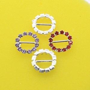Fashion round colorful silver plated rhinestone buckle for Chair Sash