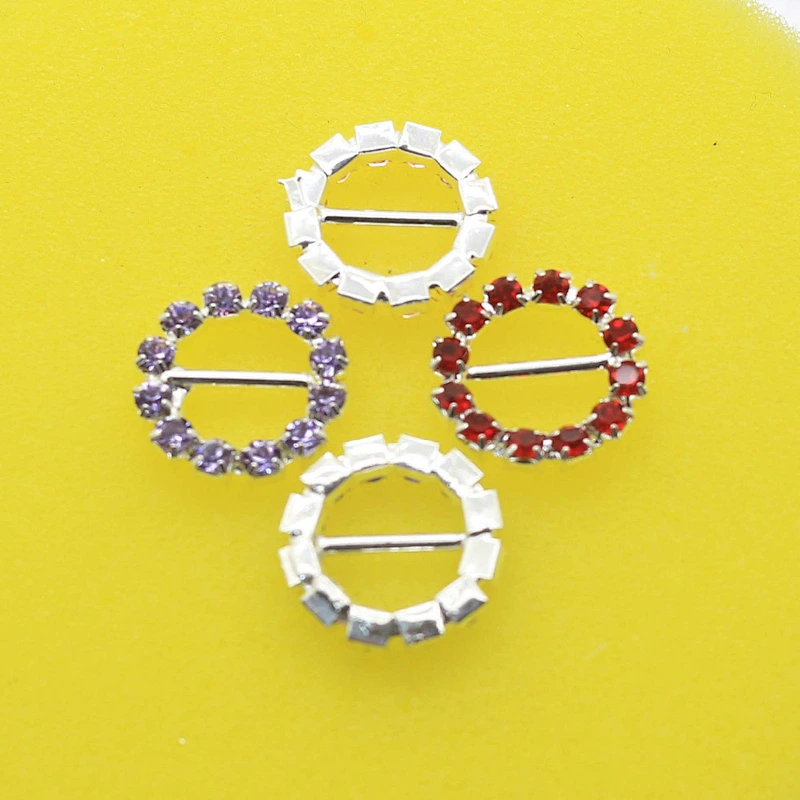 Fashion round colorful silver plated rhinestone buckle for Chair Sash