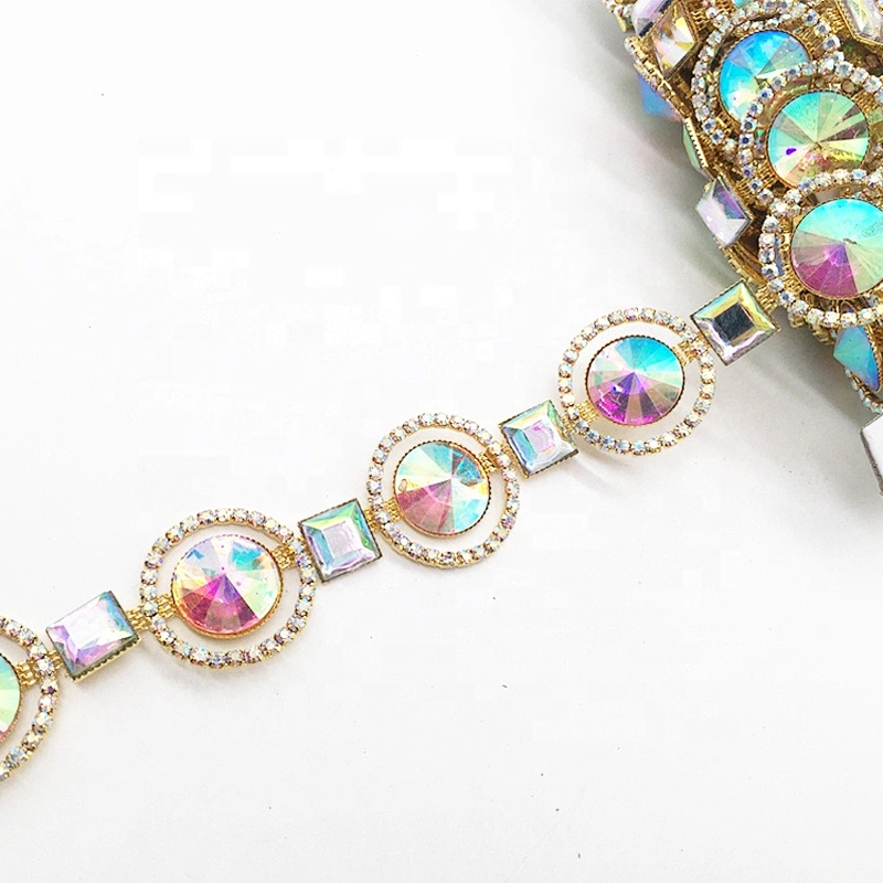 Rhinestone Trim Round AB Stone Banding Trimmings For Carnival Dress