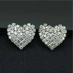 2019 New Fashion Clear Silver Plating flat back heart shape rhinestone brooch wholesale