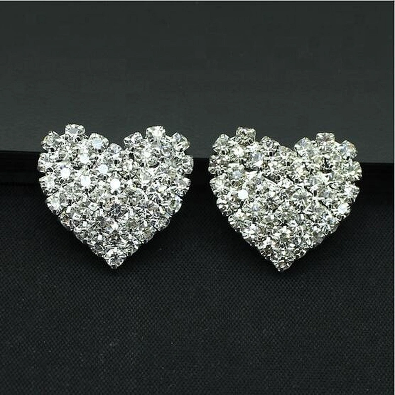 2019 New Fashion Clear Silver Plating flat back heart shape rhinestone brooch wholesale